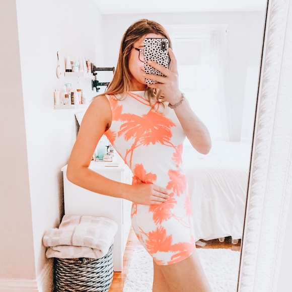 NWOT Misguided neon palm tree dress - Picture 4 of 5